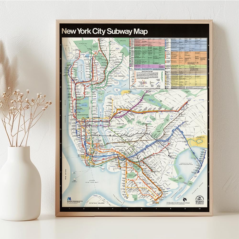 ヴィンテージ NYマップ　フレーム付き Amazon.com: New York City Subway Map 1979 11x14 Framed Poster